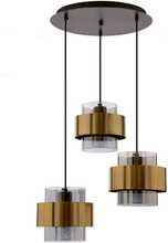 Rippvalgusti Candellux Spiega, 3xE27, 60W, kuldne/must, suitsuklaasist kuppel