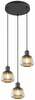 Rippvalgusti Trio Tarifa 362830332, E27, 3x25W, must, ø37 cm, klaasist kupliga