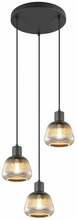 Rippvalgusti Trio Tarifa 362830332, E27, 3x25W, must, ø37 cm, klaasist kupliga