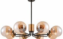 Laevalgusti G.LUX GT-380-8-BL AMBER, 8 x E27, 600 mm läbimõõt, must/messing/merevaik