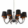 Rippvalgusti G.lux GM-215/8, 8xE14, must/kuldne, ø82 cm