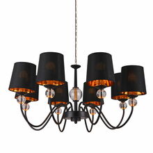 Rippvalgusti G.lux GM-215/8, 8xE14, must/kuldne, ø82 cm