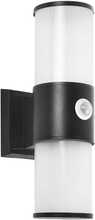 Õue seinavalgusti Orno Dalia, 2xE27, maks. 2x15W, IP54, must, liikumisanduriga