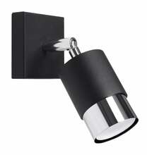 Seinavalgusti Sollux Nero, 1xGU10, 40W, must/läikiv kroom