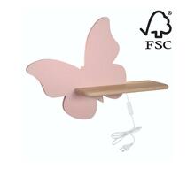 Seinavalgusti Candellux Butterfly, 5W, 230V, roosa/puit