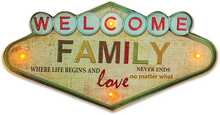Seinalamp TelForceone RETRO Metal Sign LED Welcome FamilyForever, hele