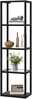LED põrandalamp Homcom 4-astmelise riiuliga, MDF, must, 45 x 29 x 157 cm