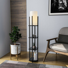 Põrandalamp Opviq Shelf Lamp, 8111, must, metallkorpus