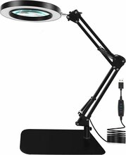 Laualamp Hadex ZD141, LED, 11W, 5V, must, suurendusklaasiga