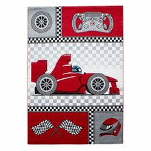 Lastetoa vaip Ayyildiz Kids Race Car 801500460, 150 x 80 cm, must/hall/punane