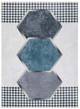 Vaip Mark Arlen Rhombus, 170 x 120 cm, valge/sinine