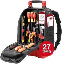 Tööriistade seljakott elektrikutele Wiha WH-BACKPACK/E/45528, must/punane, 27 tk