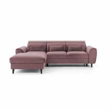 Nurgadiivan Eltap Foble Velvetmat 24, vasakpoolne, 196 x 267 x 100 cm, roosa