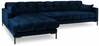 Nurgadiivan Micadoni Home Mamaia 5S-V, 293 x 185 x 75 cm, vasakpoolne, Bluvel 86, mustad jalad