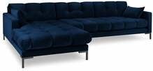 Nurgadiivan Micadoni Home Mamaia 5S-V, 293 x 185 x 75 cm, vasakpoolne, Bluvel 86, mustad jalad