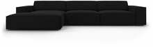 Nurgadiivan Micadoni Home Jodie, 284 x 166 x 70 cm, 4 kohta, Bluvel 19, must, vasak