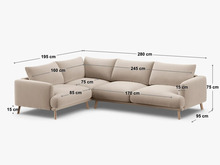 Nurgadiivan Micadoni Naomi, 280 x 195 x 75 cm, 4-kohaline, velvet, roheline, vasak