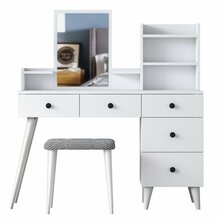 Tualettlaud Kalune Design BJ101 - 2294, 40 x 122,2 x 93,8 cm, valge, peegliga