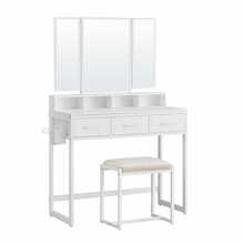 Kosmeetikalaud Leobert RVT004W14, 3 peeglit, 3 sahtlit, taburet, valge
