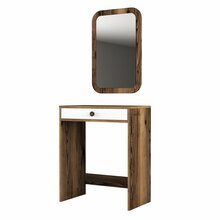 Tualettlaud Kalune Design Lizbon, 84.7 x 70 x 40 cm, valge/pähkel, peegliga