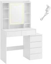 Tualettlaud Vasagle, 40 x 97,5 cm, modernne, LED valgustusega, pilvevalge