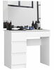 Kosmeetikalaud Meblocross NORE Queen T6/SL, 50 x 90 x 142 cm, valge, peegliga