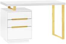 Kosmeetiku laud Activeshop 3311G, valge kuldsete detailidega