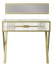 Tualettlaud Kalune Design Frida 788DEC4054, 90 x 32 x 80 cm, kuldne/valge, peegliga