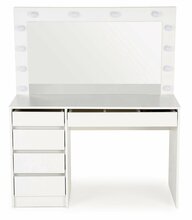 Tualettlaud Halmar Hollywood XL, 120 x 55 x 140 cm, valge, peegli ja LED valgustusega