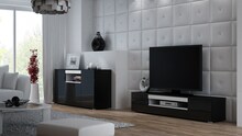 Kummut Cama Meble Viva 150, 150 x 45 x 80 cm, must/valge