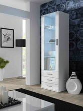 Vitriinkapp Cama Meble Soho S1, 60 x 41 x 192 cm, valge läikiv