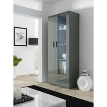 Vitriinkapp Cama Meble Soho S6 2D2S, 80 x 41 x 192 cm, hall/hall läikiv