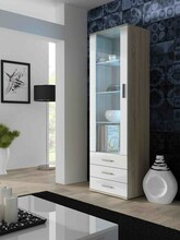 Vitriinkapp Cama Meble Soho S1, valge/tamme värv, 60 x 41 x 192 cm