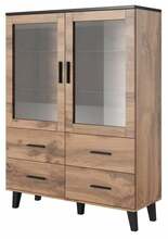 Vitriinkapp Halmar Lotta 120, 45 x 120 x 160 cm, tamm/must