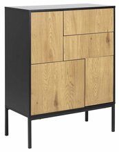 Puhvetkapp Actona Seaford 80, must/tamm, 80 x 40 x 103 cm