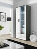 Vitriinkapp Cama Meble Soho S6 2D2S, 80 x 41 x 192 cm, hall/valge läikiv
