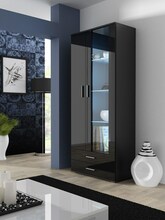 Vitriinkapp Cama Meble Soho S6 2D2S, 80 x 41 x 192 cm, must, läikiv