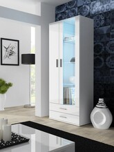 Vitriinkapp Cama Meble Soho S6 2D2S, 80 x 41 x 192 cm, valge, valge läikiv
