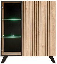 Vitriin ASM Liam, 90 x 102 x 40 cm, must/helepruun, LED valgustusega