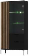 Vitriinkapp Eltap Meorati 100, 100 x 60 x 200 cm, tamm/must, LED valgustusega