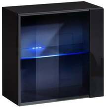 Vitriinkapp ASM Switch WW3, 60 x 30 x 60 cm, must, LED valgustusega
