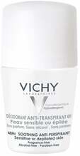 Rull-deodorant antiperspirant naistele, tundlikule nahale, Vichy 48H, 50 ml