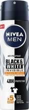 Spreideodorant meestele Nivea Men Black & White Invisible Ultimate Impact, 150 ml