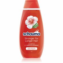 Energiat andev šampoon pikkadele juustele Schwarzkopf Schauma Stronger For Longer Hair Hibiscus & Rosemary, 400 ml