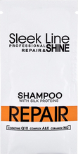 Taastav šampoon kahjustatud juustele Stapiz Sleek Line Repair siidiga, 15 ml