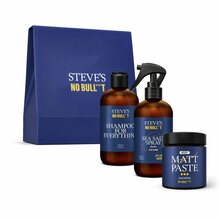 Kingituskomplekt meestele Steves No Bull***t Hair Care Trio Box (šampoon 250 ml, sprei 250 ml, mattpasta 100 g)