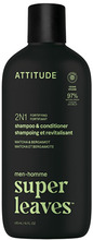 Šampoon ja palsam meestele Attitude Men´s Strengthening 2in1 Super Leaves Matcha & Bergamot, 415 ml