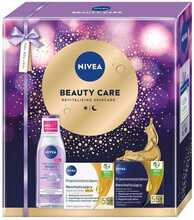 Iluhoolduskomplekt naistele Nivea Beauty Care, päevakreem SPF 15 55+ 50 ml, öökreem 55+ 50 ml, mitsellaarvesi 200 ml