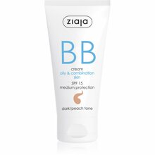 BB kreem Ziaja, rasusele ja kombineeritud nahale, Dark Peach, SPF 15, 50 ml