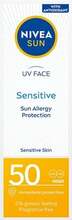 Päikesekaitsekreem näole tundlikule nahale Nivea Sun Sensitive SPF50, 50 ml
